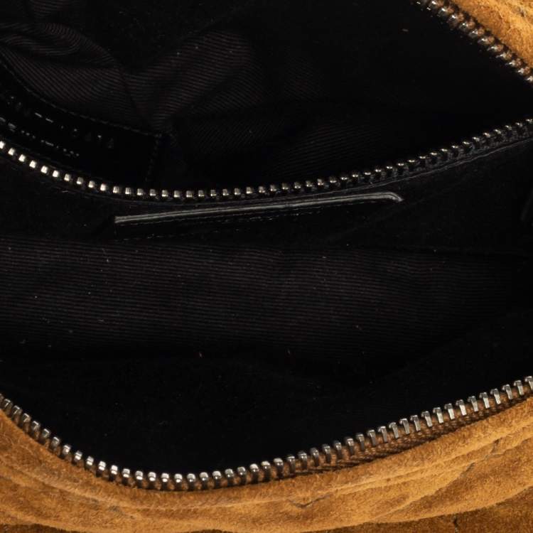 Pre Owned Saint Laurent Brown Suede Crossbody Bag