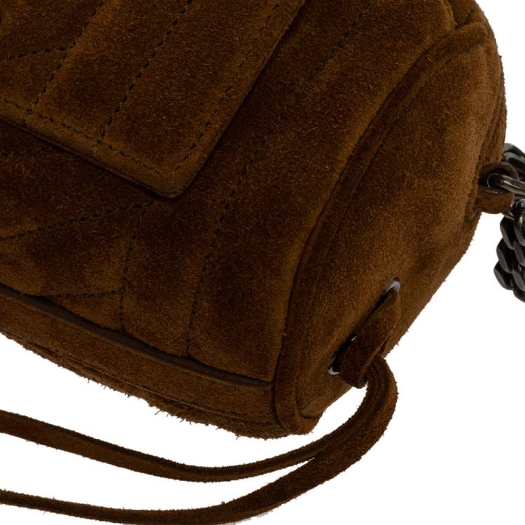 Pre Owned Saint Laurent Brown Suede Crossbody Bag