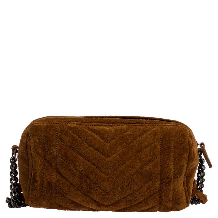 Pre Owned Saint Laurent Brown Suede Crossbody Bag