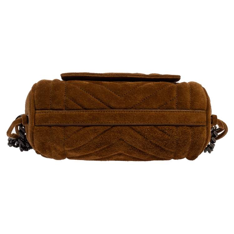 Pre Owned Saint Laurent Brown Suede Crossbody Bag