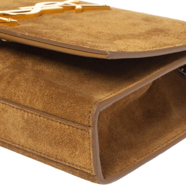 Pre Owned Saint Laurent Tan Suede Small Kate Tassel Crossbody Bag