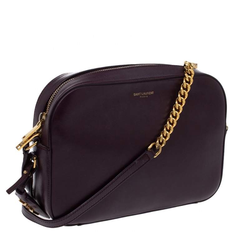 Pre Owned Saint Laurent Burgundy Leather Lou Camera Crossbody Bag