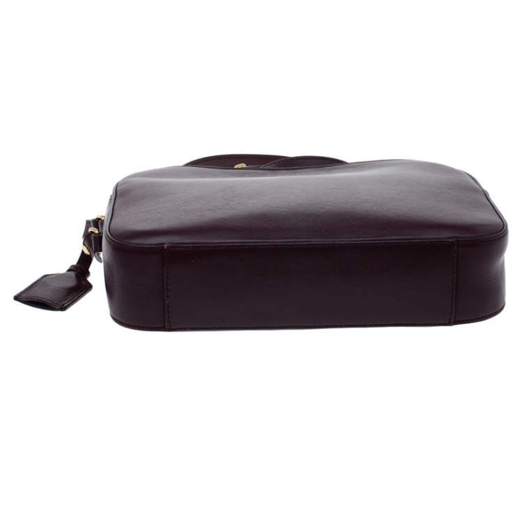Pre Owned Saint Laurent Burgundy Leather Lou Camera Crossbody Bag