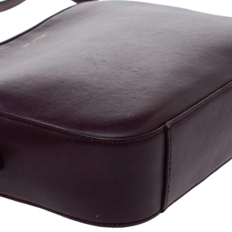 Pre Owned Saint Laurent Burgundy Leather Lou Camera Crossbody Bag