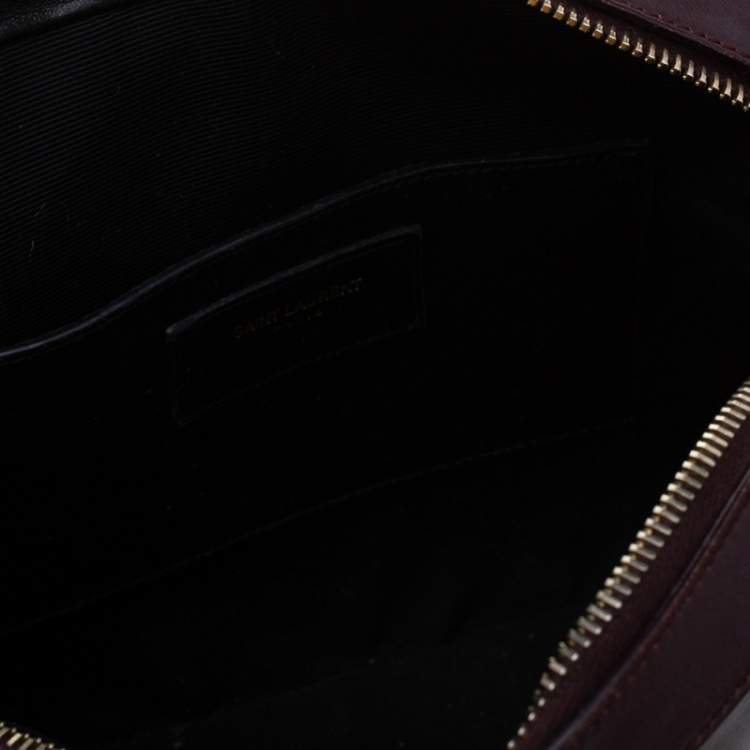 Pre Owned Saint Laurent Burgundy Leather Lou Camera Crossbody Bag