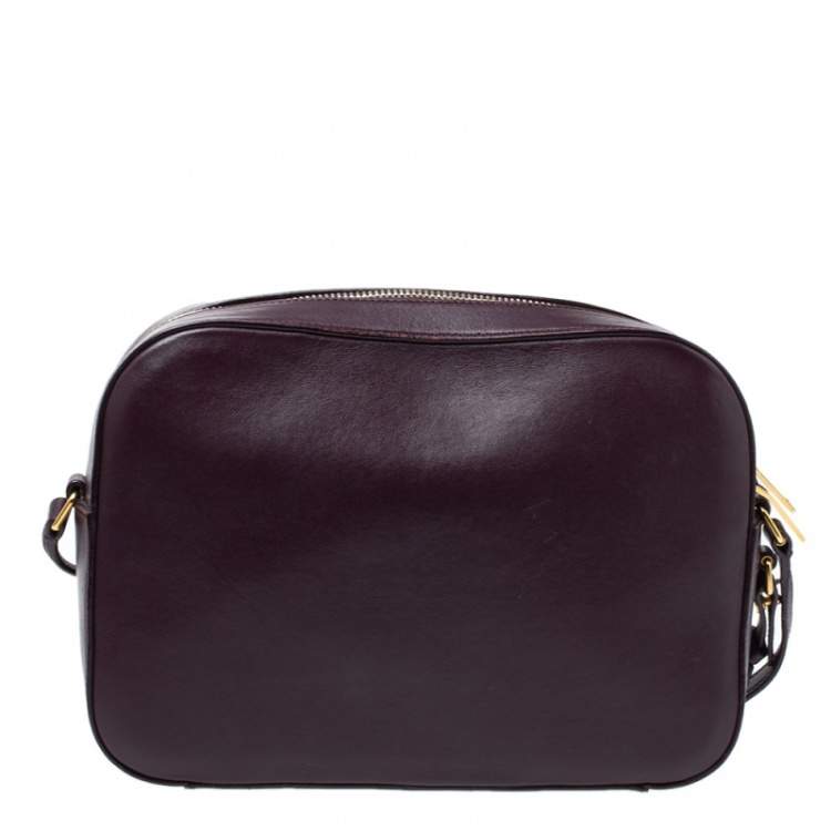 Pre Owned Saint Laurent Burgundy Leather Lou Camera Crossbody Bag