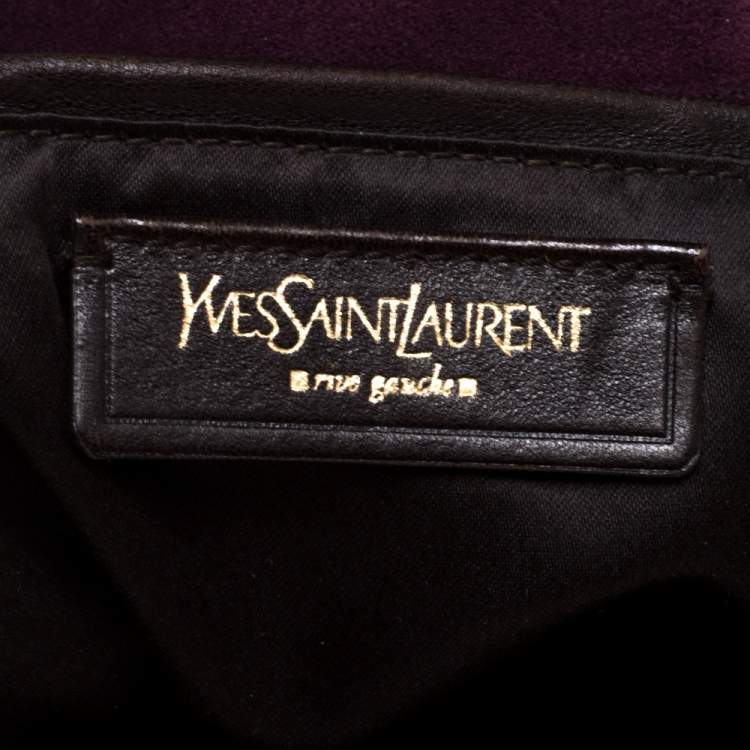 Pre Owned Yves Saint Laurent Purple Patent Leather Large Floral Applique Downtown Tote