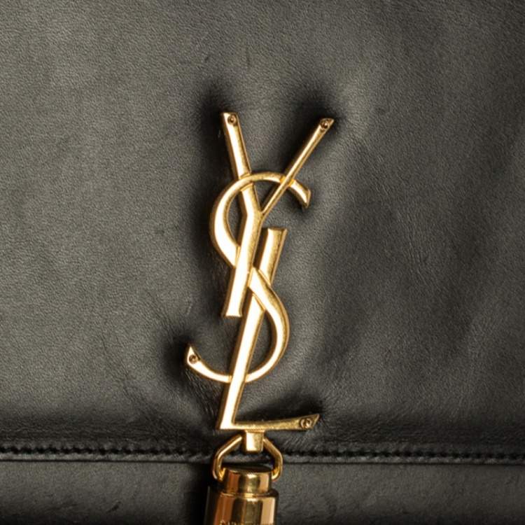 Pre Owned Saint Laurent Black Leather Medium Kate Tassel Shoulder Bag