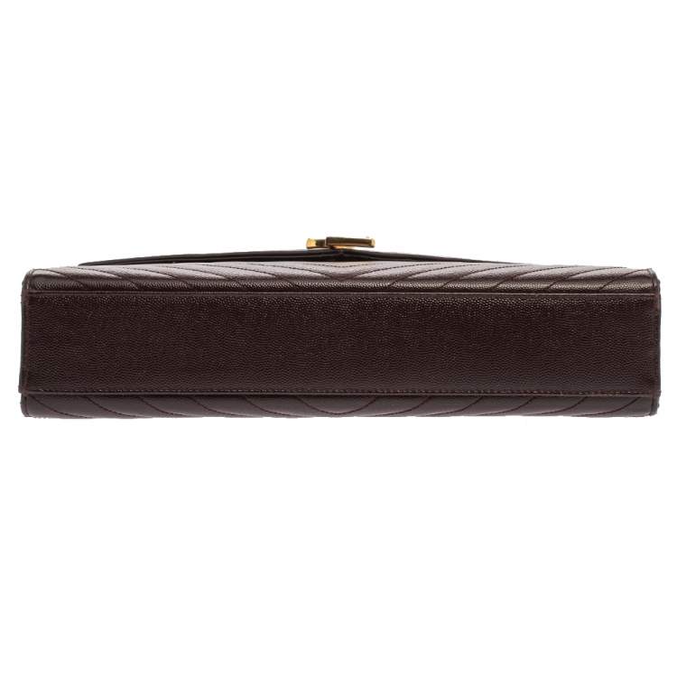 Pre Owned Saint Laurent Burgundy Matelasse Leather Large Cassandre Flap Bag