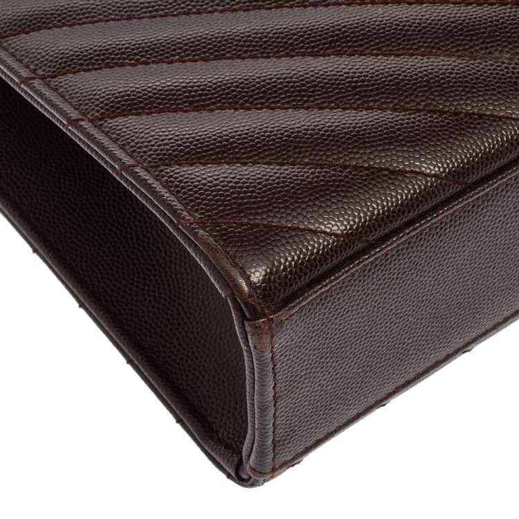 Pre Owned Saint Laurent Burgundy Matelasse Leather Large Cassandre Flap Bag