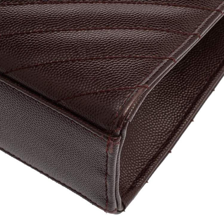 Pre Owned Saint Laurent Burgundy Matelasse Leather Large Cassandre Flap Bag