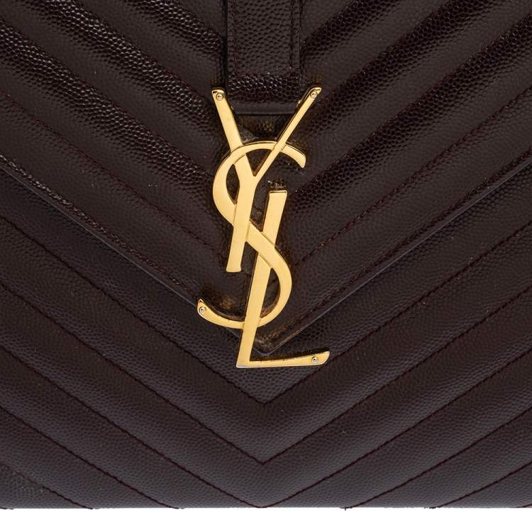 Pre Owned Saint Laurent Burgundy Matelasse Leather Large Cassandre Flap Bag