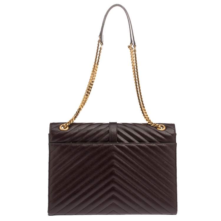 Pre Owned Saint Laurent Burgundy Matelasse Leather Large Cassandre Flap Bag