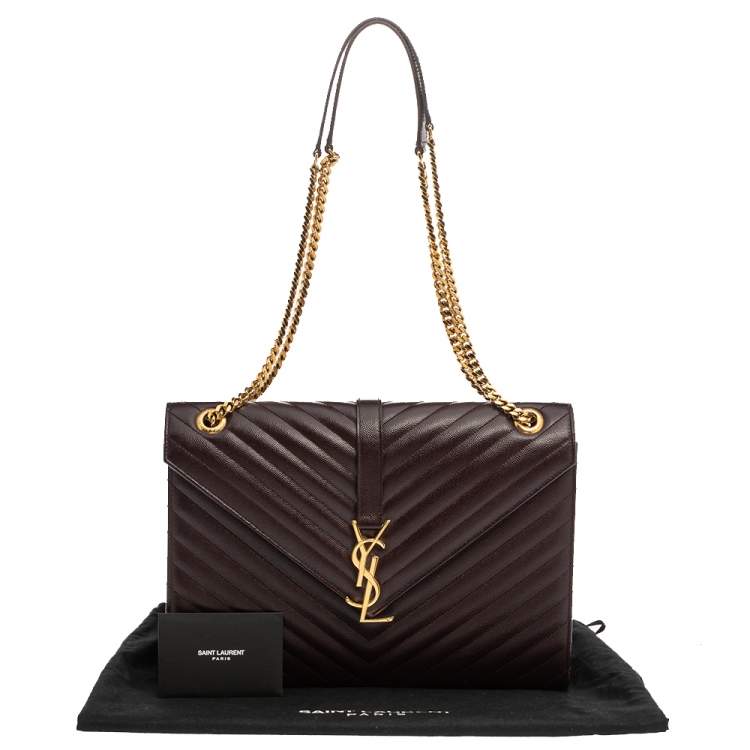 Pre Owned Saint Laurent Burgundy Matelasse Leather Large Cassandre Flap Bag