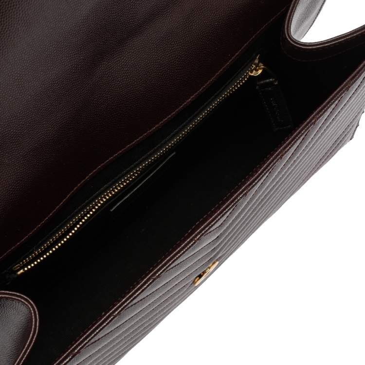 Pre Owned Saint Laurent Burgundy Matelasse Leather Large Cassandre Flap Bag