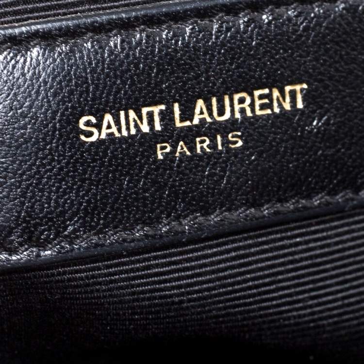Pre Owned Saint Laurent Black Matelasse Leather Cassandre Shopper Tote