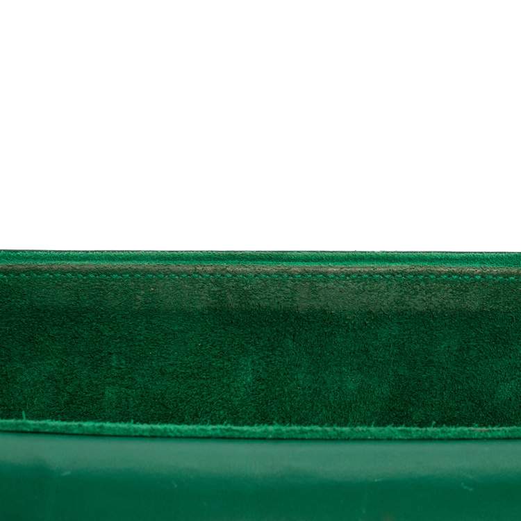 Pre Owned Saint Laurent Green Leather Medium Lulu Shoulder Bag