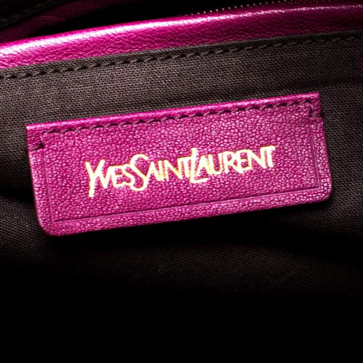Pre Owned Yves Saint Laurent Burgundy Leather Medium Cabas Y-Ligne Tote