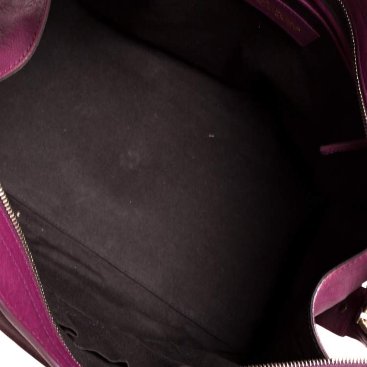 Pre Owned Yves Saint Laurent Burgundy Leather Medium Cabas Y-Ligne Tote