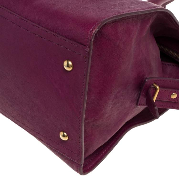 Pre Owned Yves Saint Laurent Burgundy Leather Medium Cabas Y-Ligne Tote