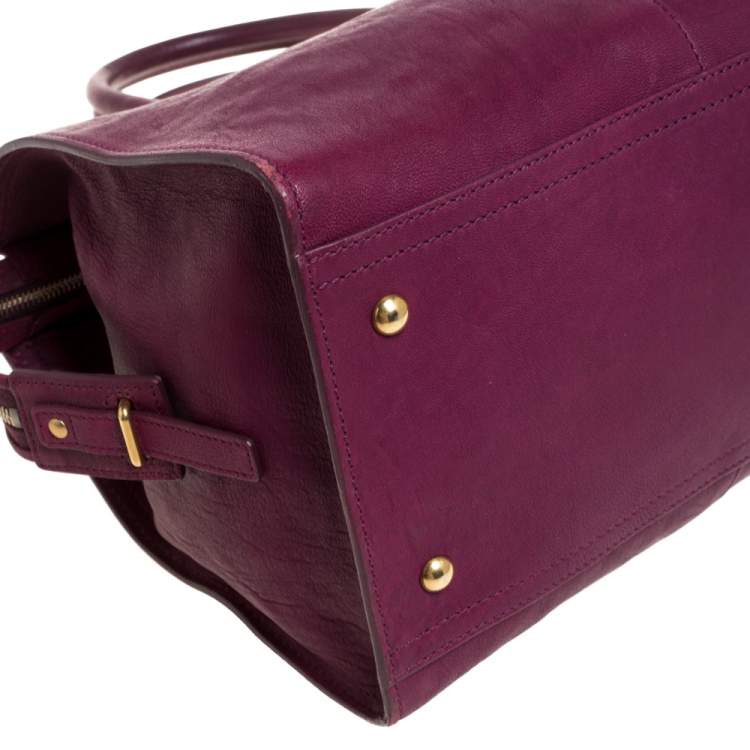 Pre Owned Yves Saint Laurent Burgundy Leather Medium Cabas Y-Ligne Tote