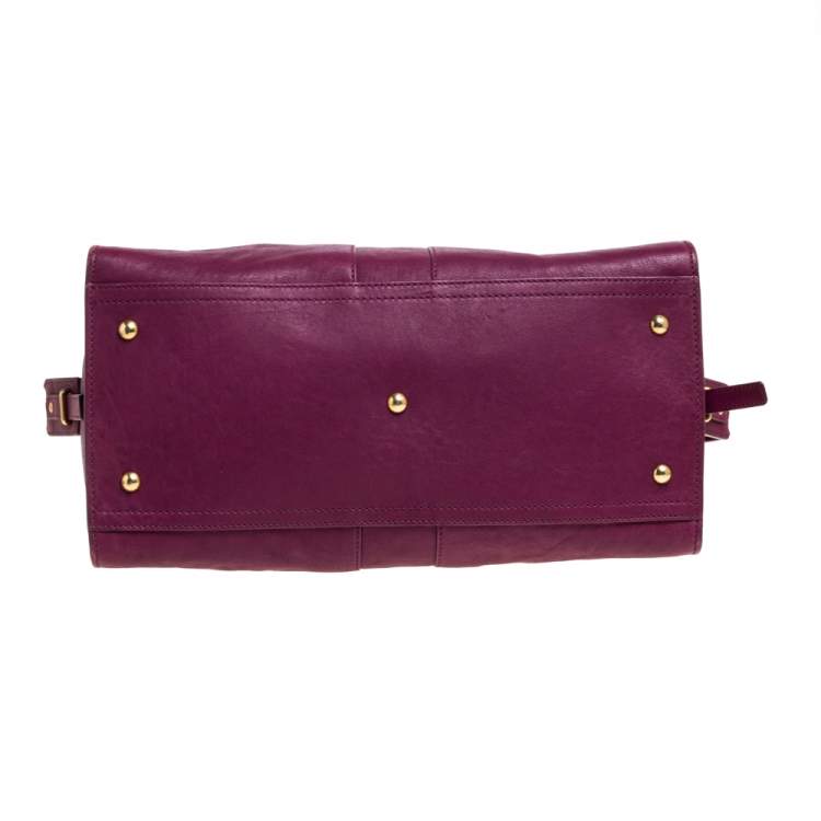 Pre Owned Yves Saint Laurent Burgundy Leather Medium Cabas Y-Ligne Tote