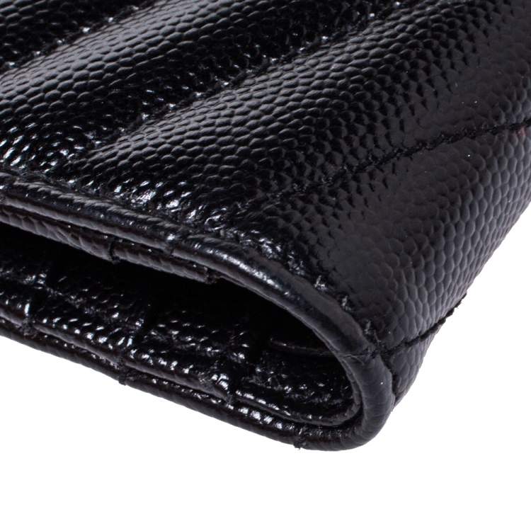 Pre Owned Saint Laurent Black Matelassé Leather Monogram Wallet