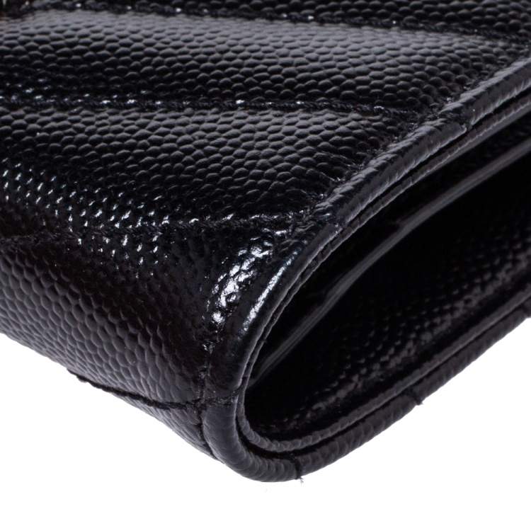 Pre Owned Saint Laurent Black Matelassé Leather Monogram Wallet