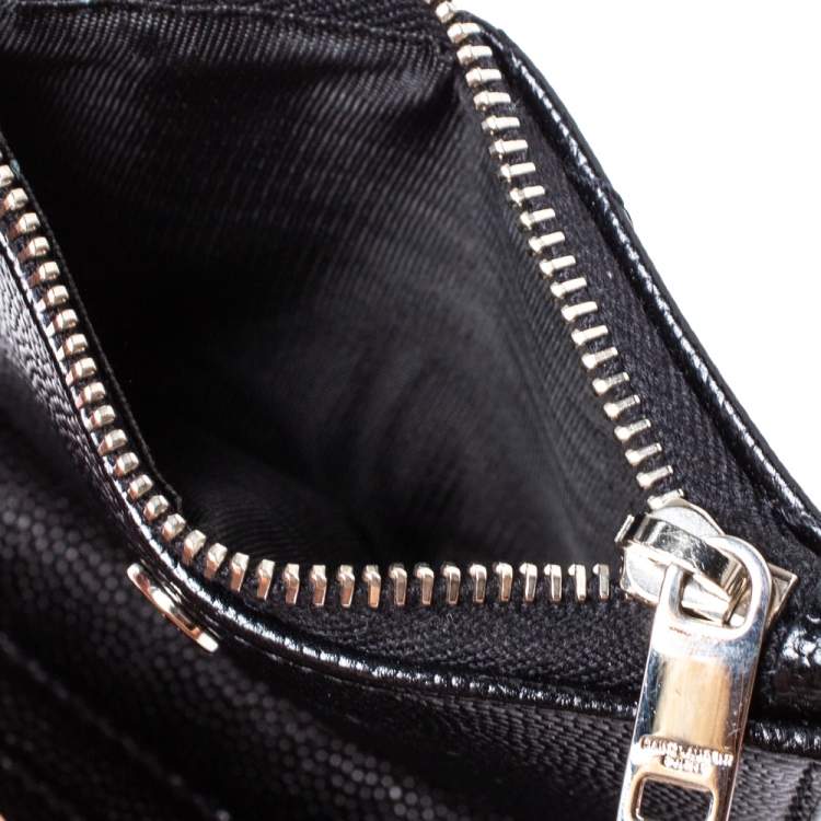 Pre Owned Saint Laurent Black Matelassé Leather Monogram Wallet