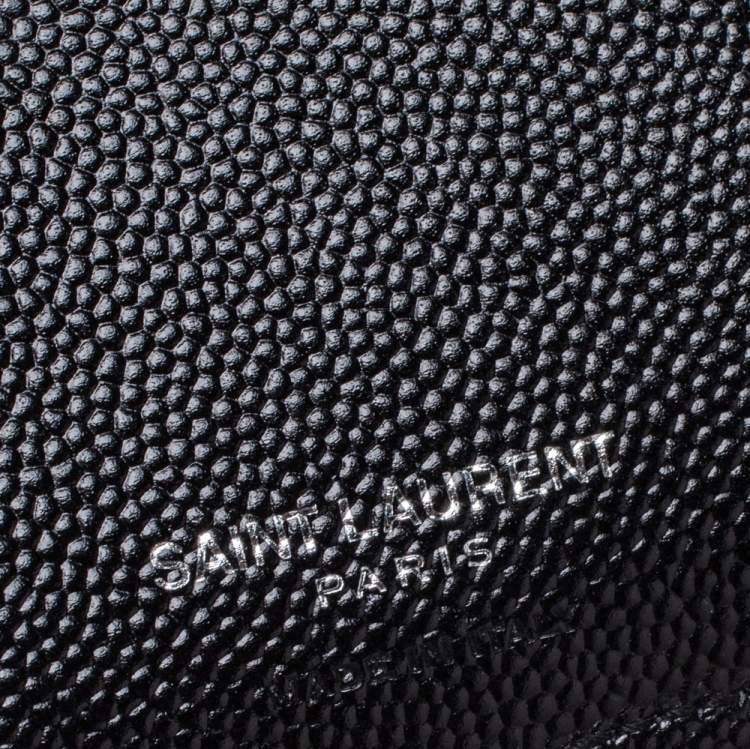 Pre Owned Saint Laurent Black Matelassé Leather Monogram Wallet