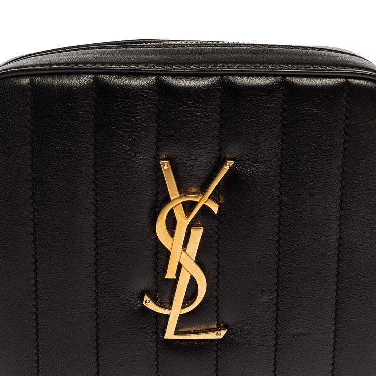 Pre Owned Saint Laurent Paris Black Quilted Leather Vicky Belt Bag