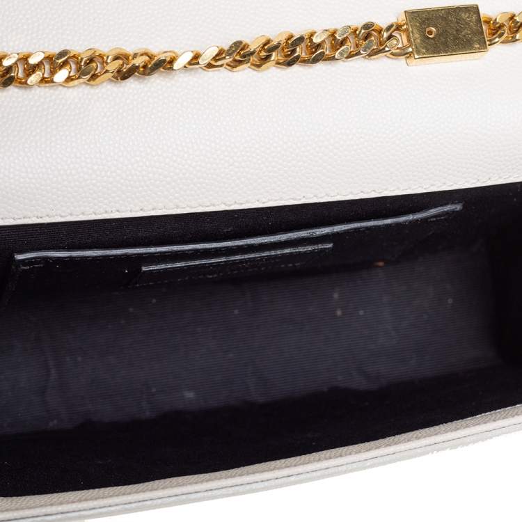 Pre Owned Saint Laurent Off White Leather Medium Kate Shoulder Bag