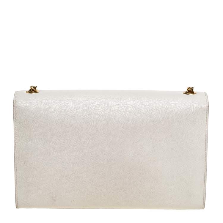 Pre Owned Saint Laurent Off White Leather Medium Kate Shoulder Bag