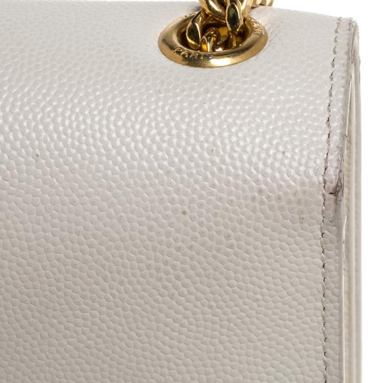 Pre Owned Saint Laurent Off White Leather Medium Kate Shoulder Bag