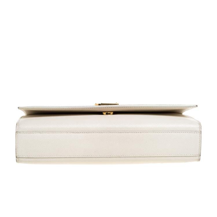 Pre Owned Saint Laurent Off White Leather Medium Kate Shoulder Bag