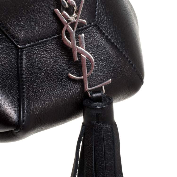 Pre Owned Saint Laurent Black Leather Jen Bucket Crossbody Bag