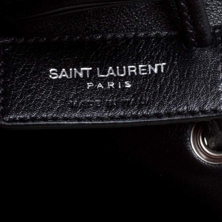 Pre Owned Saint Laurent Black Leather Jen Bucket Crossbody Bag