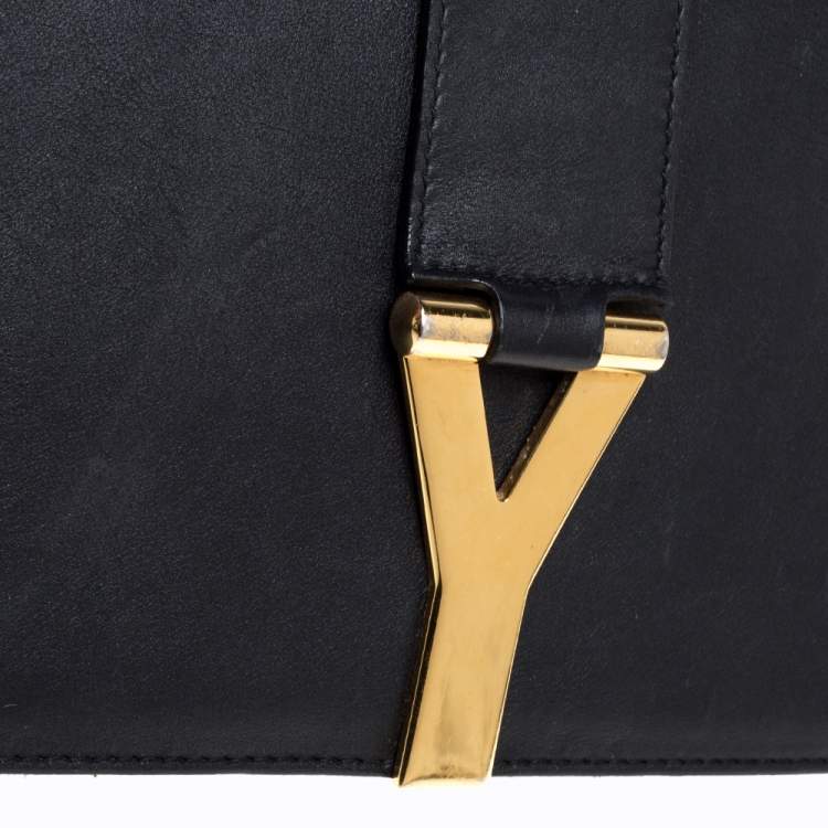 Pre Owned Saint Laurent Black Leather Ligne Y Shoulder Bag 