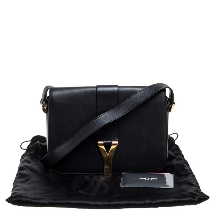 Pre Owned Saint Laurent Black Leather Ligne Y Shoulder Bag 
