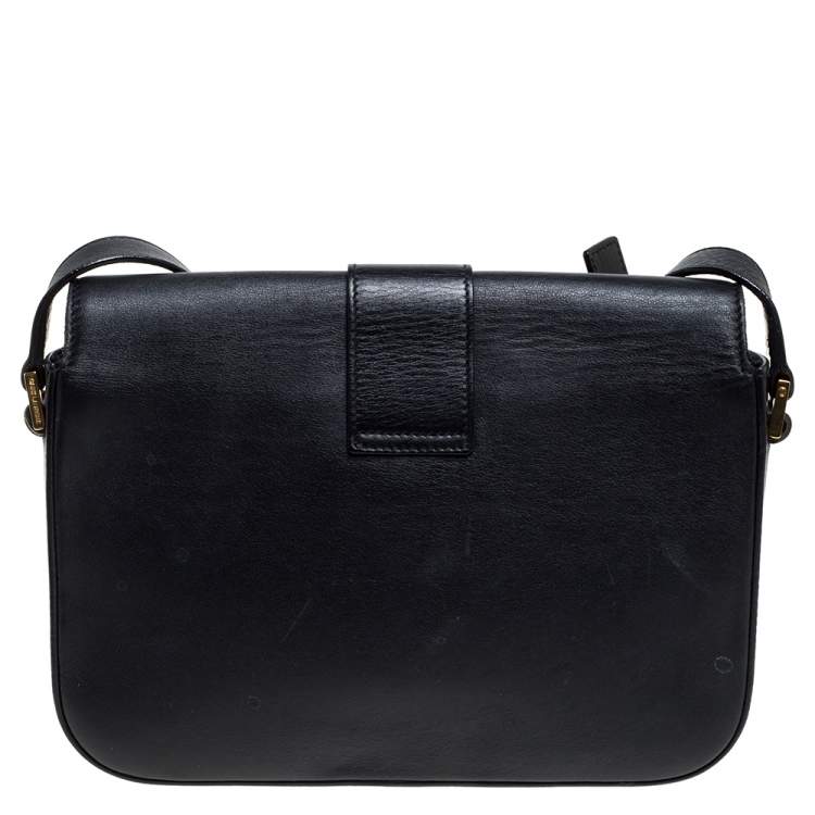 Pre Owned Saint Laurent Black Leather Ligne Y Shoulder Bag 