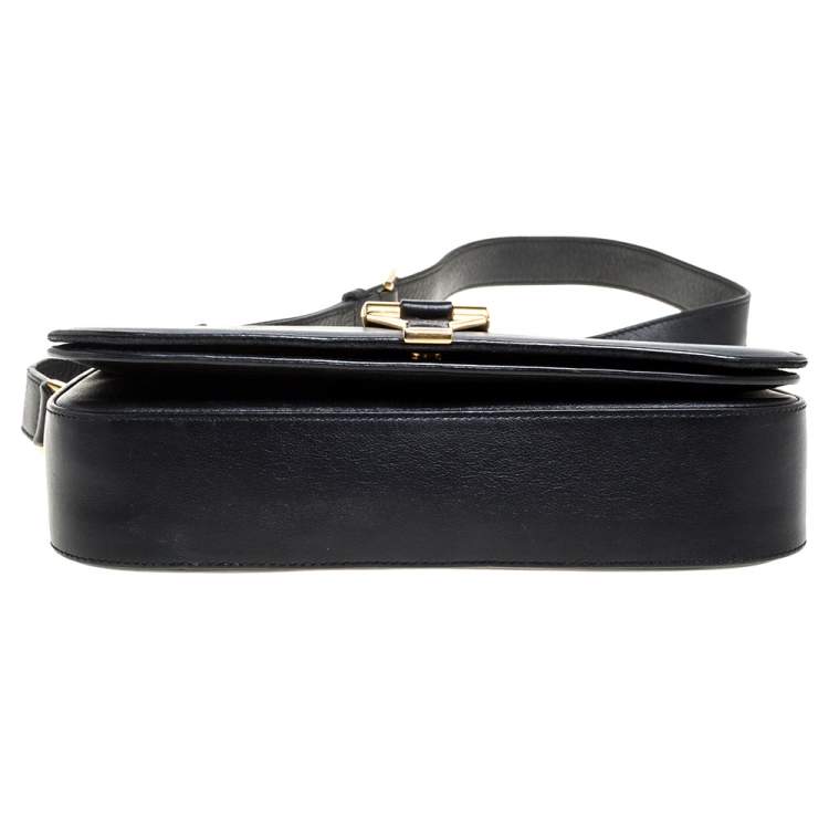 Pre Owned Saint Laurent Black Leather Ligne Y Shoulder Bag 