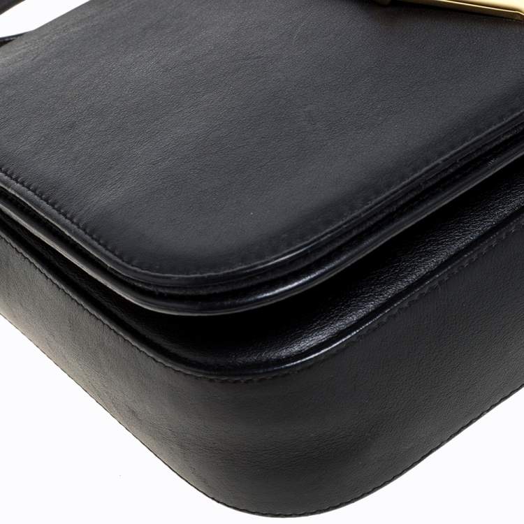Pre Owned Saint Laurent Black Leather Ligne Y Shoulder Bag 