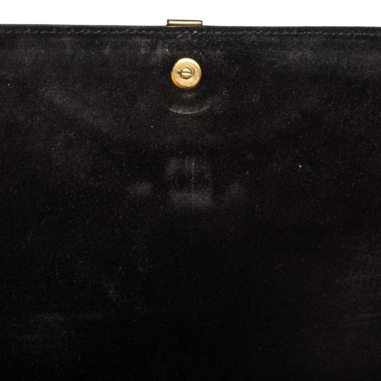Pre Owned Saint Laurent Black Textured Patent Leather Large Chyc Shoulder Bag