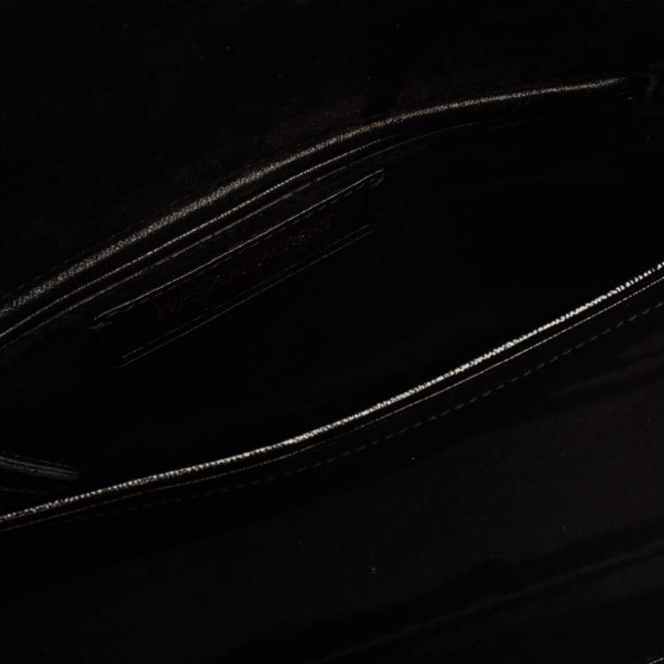 Pre Owned Saint Laurent Black Textured Patent Leather Large Chyc Shoulder Bag