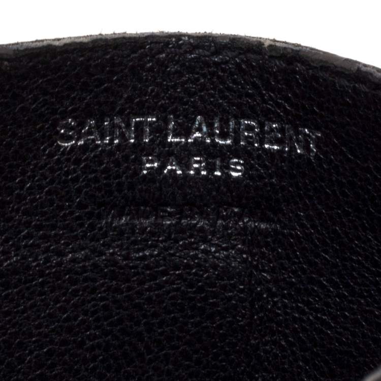 مملوكة مسبقًا Saint Laurent Grey Matelasse Leather Monogram Card Holder