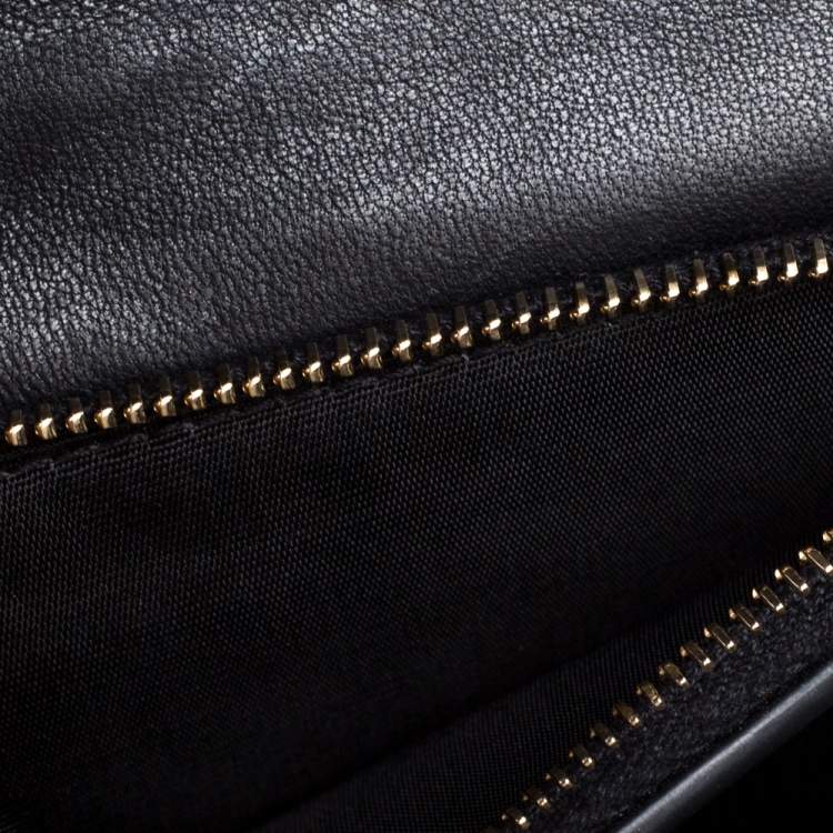 Pre Owned Saint Laurent Paris Black Patent Leather Vicky Trifold Wallet