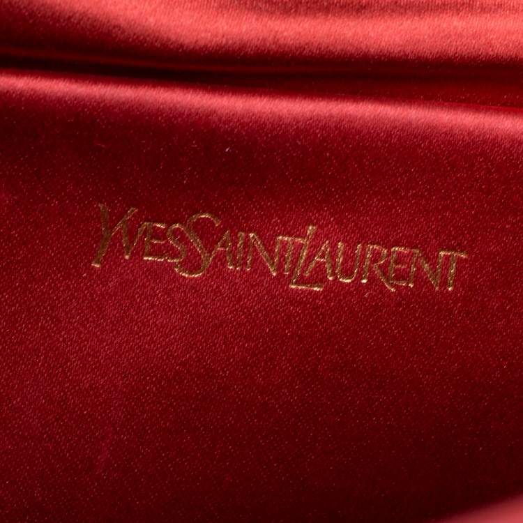 Pre Owned Yves Saint Laurent Orange Patent Leather Belle De Jour Flap Clutch