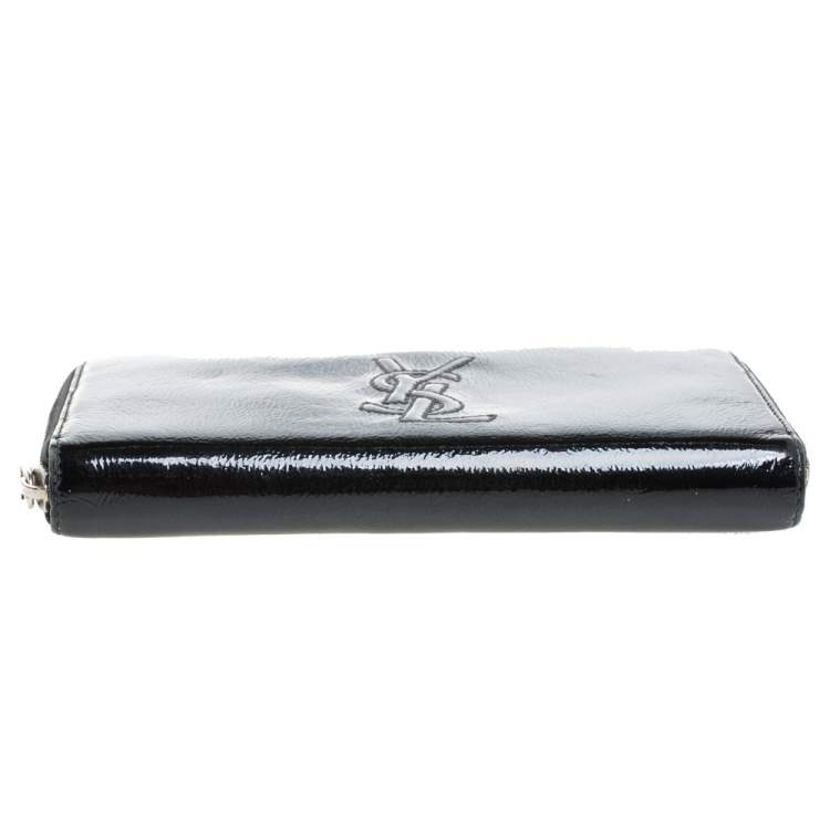 Pre Owned Saint Laurent Black Patent Leather Bell De Jour Zip Around  Wallet