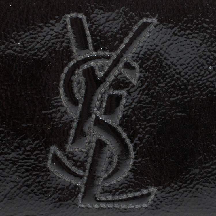 Pre Owned Saint Laurent Black Patent Leather Bell De Jour Zip Around  Wallet