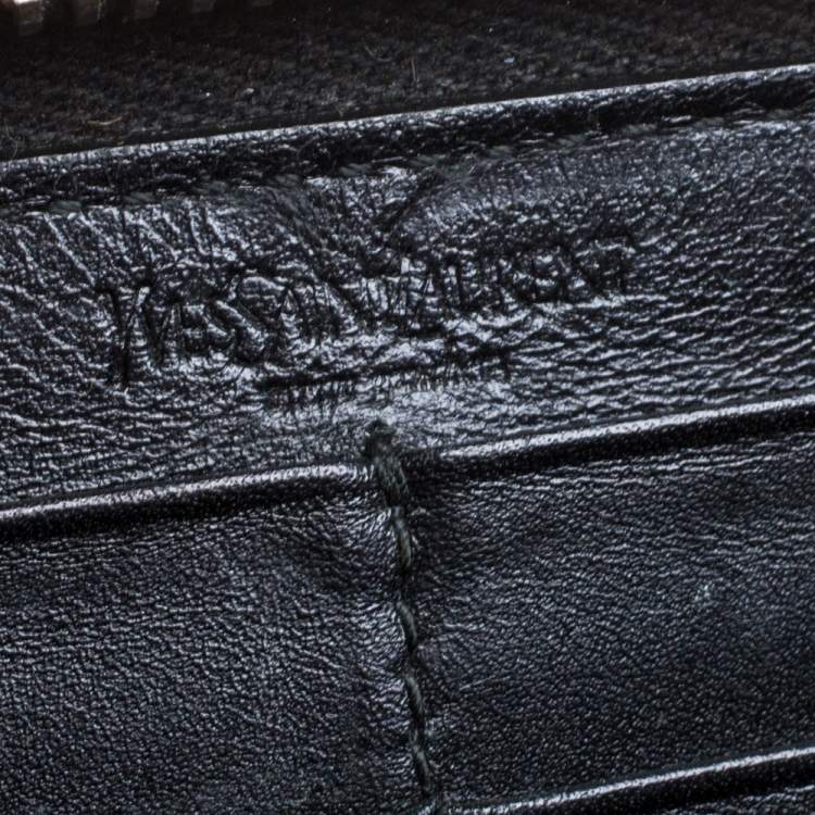 Pre Owned Saint Laurent Black Patent Leather Bell De Jour Zip Around  Wallet